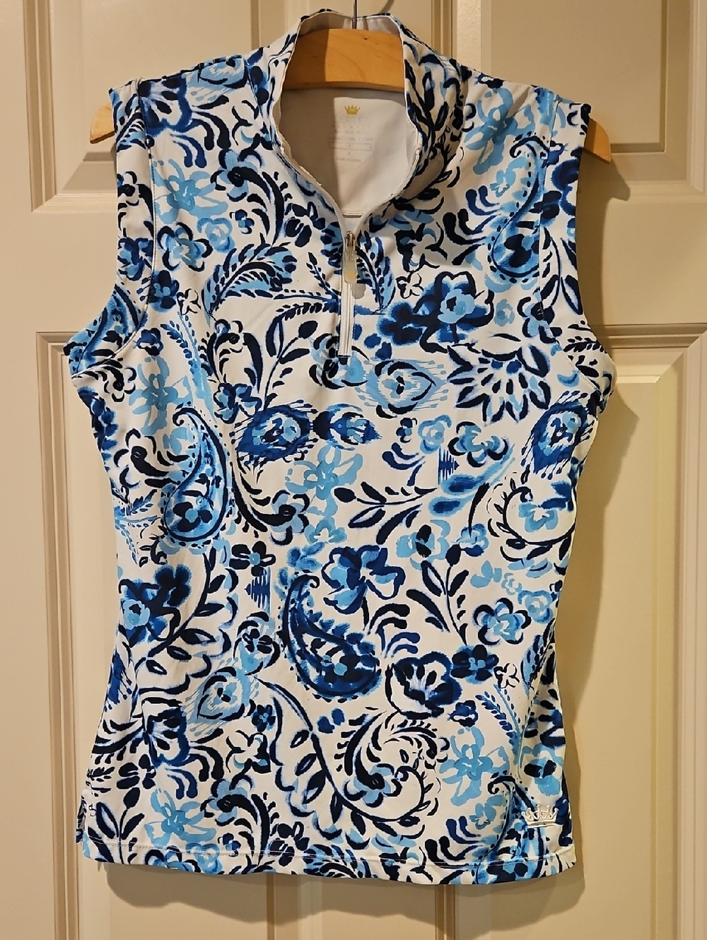 Kastel Denmark Blue Floral Sleeveless Top Small